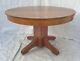 Vtg Mission Arts & Crafts American Tiger Oak Round Dining Table & 1 Leaf 1900's
